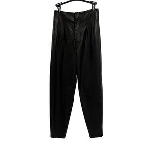 Free People Cecily Pleated Black Vegan Faux‎ Leather Pants Size 2